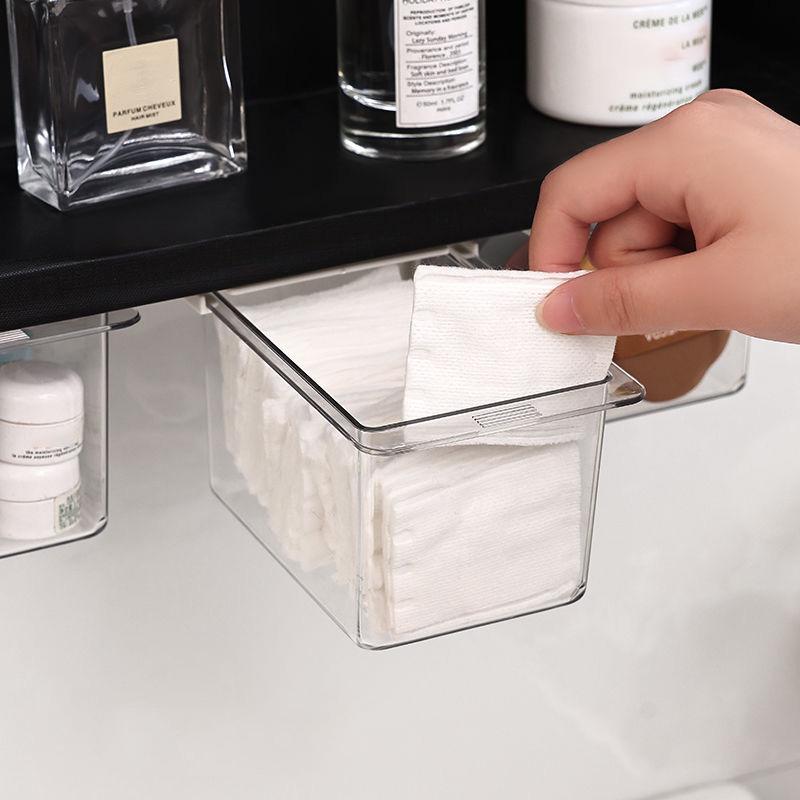 SelfAdhesive Drawer Storage Box Kitchen Bathroom Accessories Sundries Organizer Desktop Storage Clear Desk Hidden Under Organize