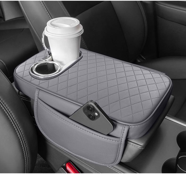 Многофункциональная кожаная накладка на подлокотник автомобиля с местом для хранения, подстаканником и защитным чехлом
