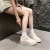 Platform Canvas Shoes Women's Shoes New Spring and Autumn Versatile Height Increase Casual Board Shoes Student Lace-up White Shoes