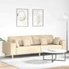 Cream Sofa with Cushions 250 x 77 x 76 cm Fabric