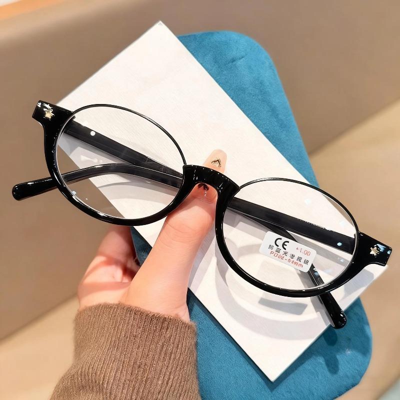New Fashionable Round-Frame Anti-Blue Light Reading Glasses Retro Half-Frame High-Definition Presbyopia Glasses 0 To +4.0
