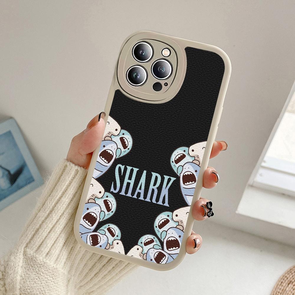 Новый чехол для телефона «Ухмыляющаяся акула» для Iphone 14 13 11 12 Pro MAX 13 12 MiNi 7 8 14 plus X XS XR Чехлы из кожи ягненка с изображением акулы