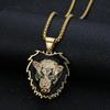 European and American Jewelry Gold-plated Point Diamond Paint Leopard Head Three-dimensional Pendant