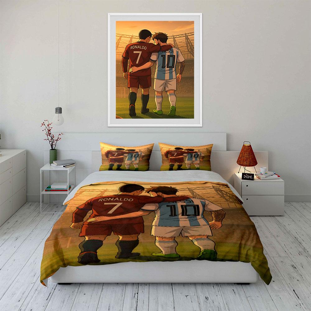 Football players embracing backdrop. Bedding sets Duvet cover sets Duvet covers Pillowcases(1* Duvet Cover 2* Pillowcases without duvet insert)