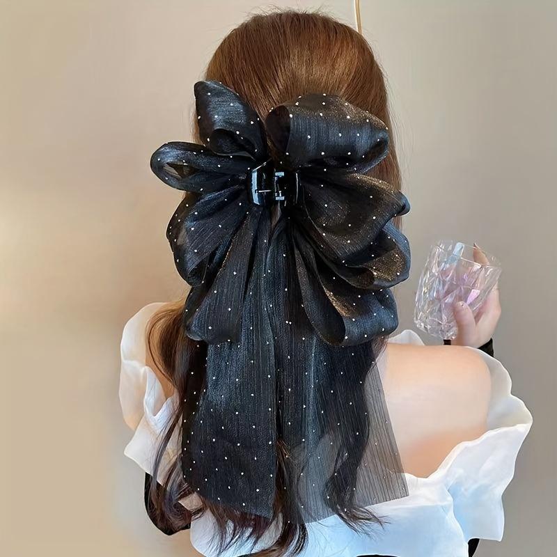 Large Elegant Butterfly Bow Hair Clip for Women and Girls - Suitable for Valentine's Day, Sweet Solid Color, Durable Plastic, One Piece KTY