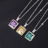 Jewelry Douyin Simulation Color Treasure High Carbon Diamond Square Pendant Stone 10 * 10