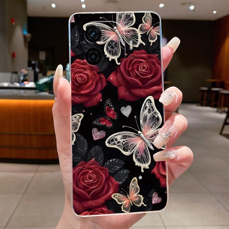 Case For Vivo IQOO Z9 Turbo Turbo+ Neo 10R Capa Flower Butterfly Protective Shell For Vivo Y200 GT Soft Silicone TPU Phone Cover