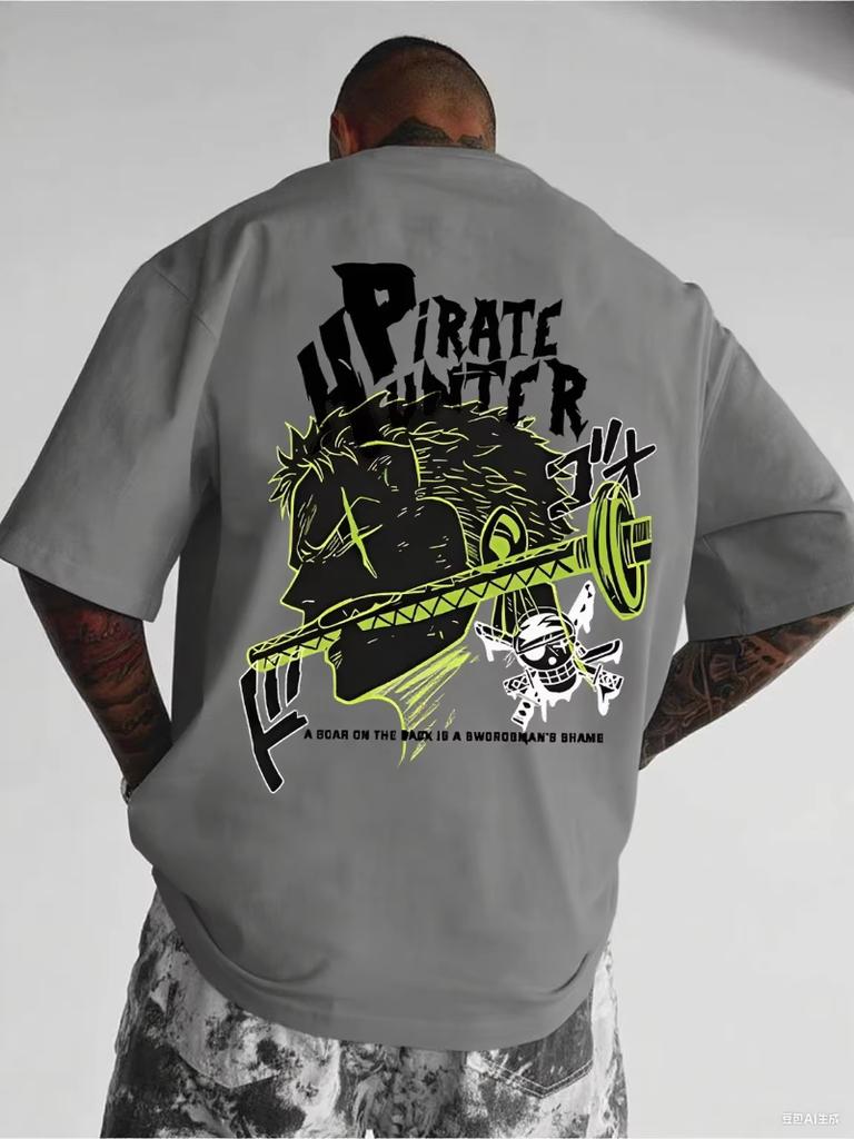 One Piece Zoro Anime Men Tshirt Summer Cotton Women Short Sleeve Graphic Tee Pirate Streetwear Oversized Casual Top Y2k Clothes