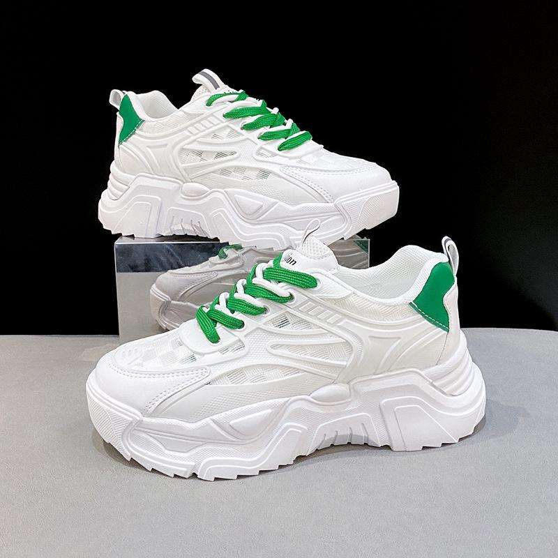 Мода 2024 года осень мода новые сетчатые туфли на толстой подошве кроссовки на платформе белые туфли повседневная обувь кроссовки кроссовки женские