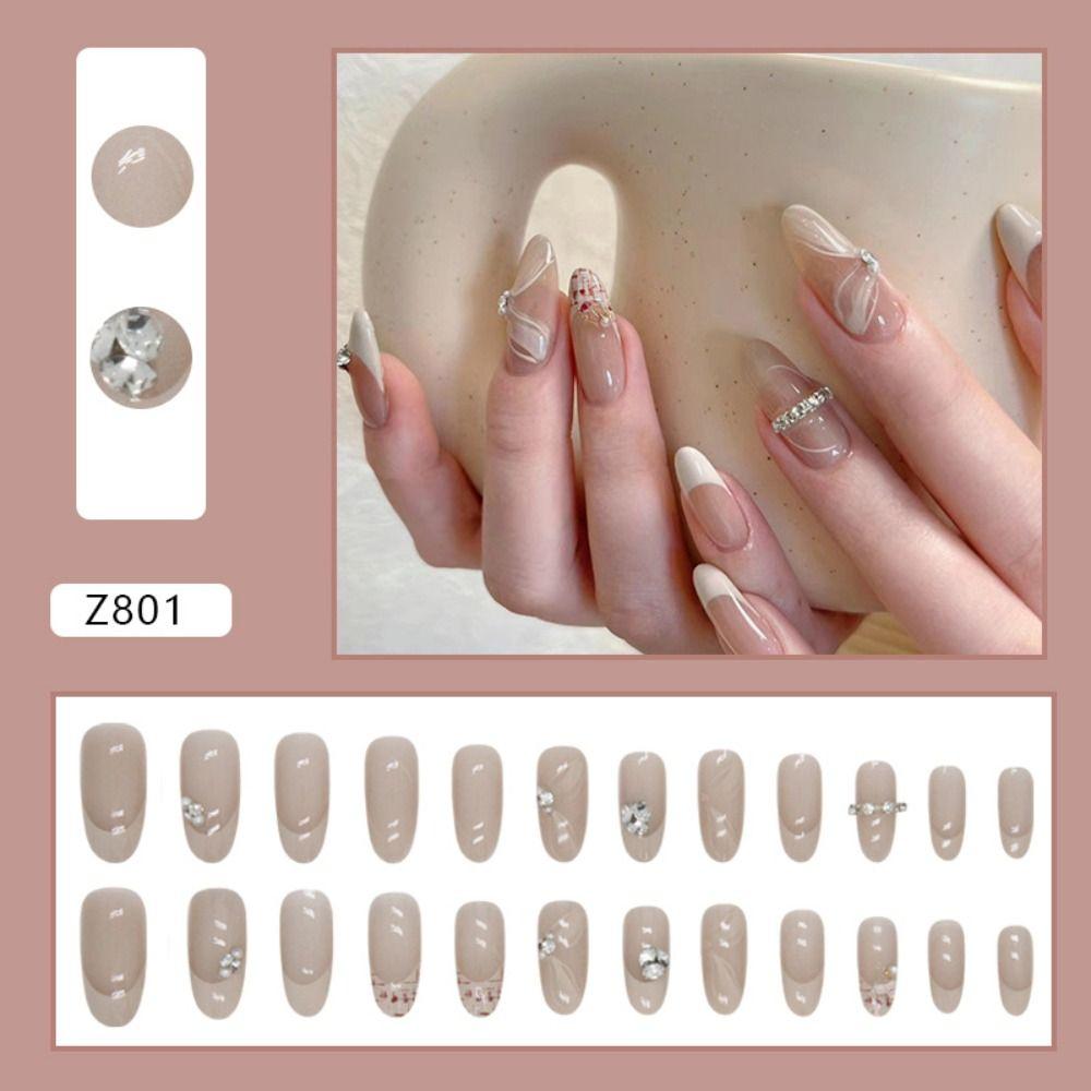 Petals False Nails Long Oval Nail Tips Manicure Press on Nails  Women
