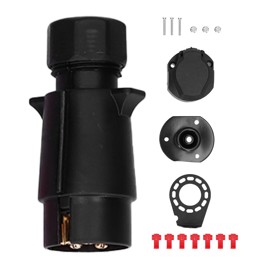 7 Pin Trailer Plug Connector Wiring Adapter Copper Contact for Commercial Vehicle Trailer RV Car