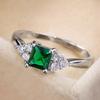 Simple Sterling Finger Rings Modest Design Cute Green Cubic Zircon Stone Engagement Rings For Women