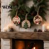 Holiday Party Hanging Decor 8Pcs Christmas Wooden Ornaments, Wood Slice with Santa, Retro Gift Wrap Embellishments Snowman, Gingerbread, Reindeer