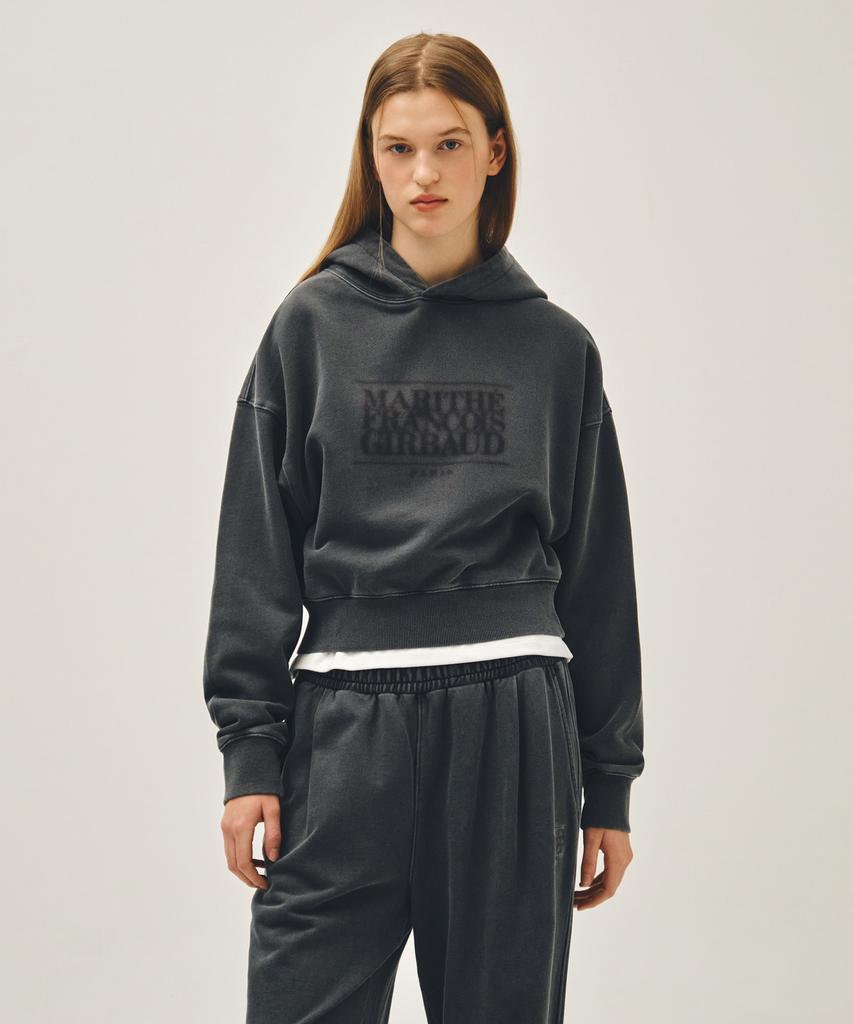 Marith + Franois Girbaud W Shadow Классический Логотип Окрашивание Укороченная Толстовка Угольный