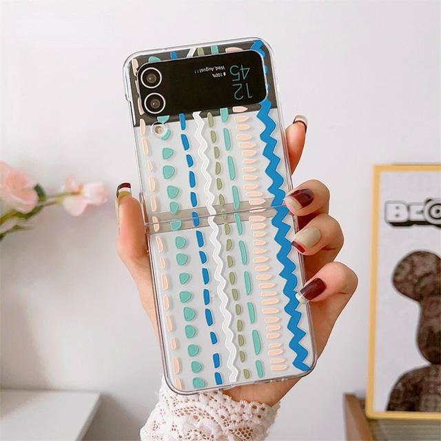Милый браслет с жемчугом, чехол с ремешком для телефона Samsung Galaxy Z Flip 3 4, прозрачный чехол с геометрическим узором для Z Flip4 Flip3 Funda