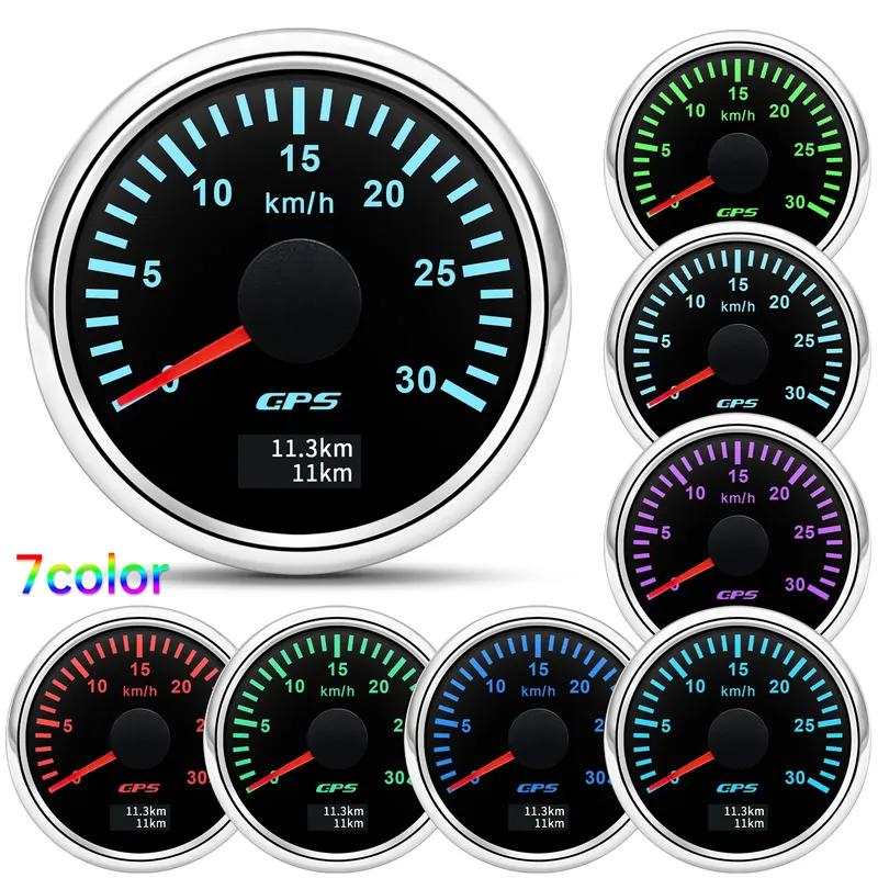 HD 52MM GPS Speedometer 30/60/80/120/200 Km/h Boat Car Truck Speed Gauge Meter 7 Color Backlight With GPS Antenna 9-32V