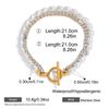 Mirawell Exquisite 18K Gold-Plated Stainless Steel Women's Bracelet Trendy Double-Layer Chain Rhinestones Glass Pearls OT