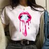 New Fashion Women Tshirt Watercolor Lips Printed Tops Tee Casual Short Sleeve Female Tee Shirts Harajuku Graphic T-Shirts Femme