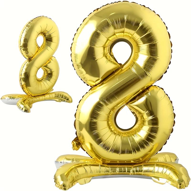 32" Golden Stand-Up Foil Number Balloons 0-9 Shiny Metallic Finish, Perfect for Birthdays, Anniversaries Party & Room Decor, Birthday Balloons