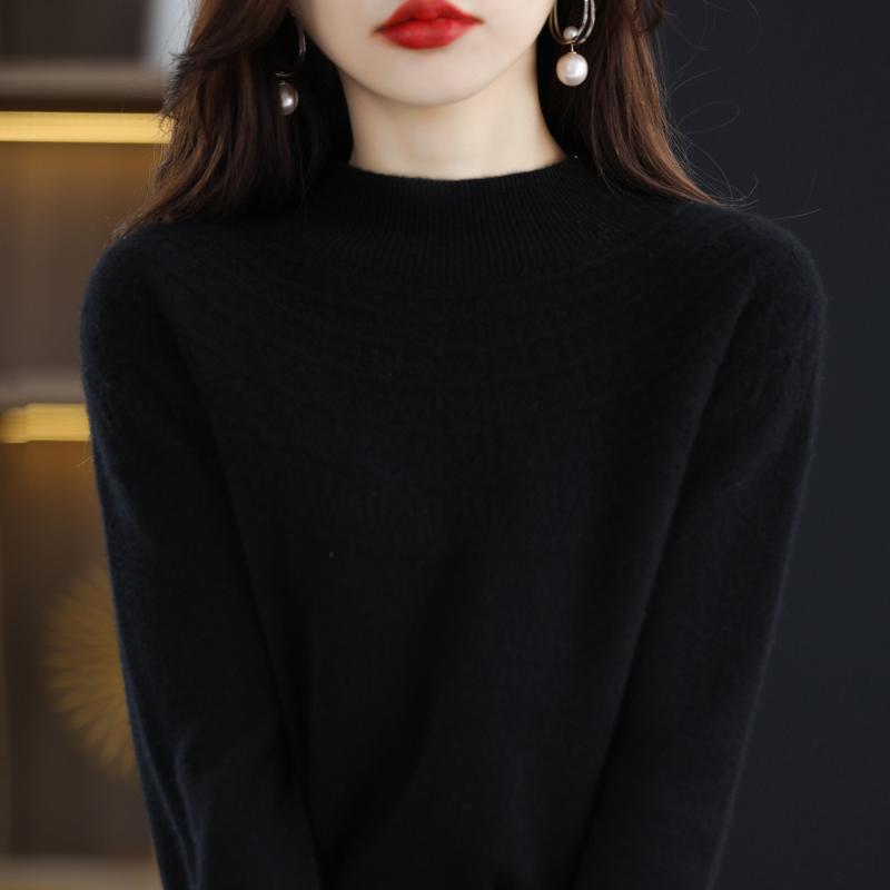 Женский свитер с полуводолазкой, кашемир Цинхэ, 30% кашемир, 70% шерсть, зимний вязаный пуловер, осенний свитер, кашемировый свитер
