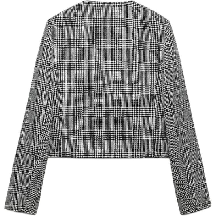 Zara Повседневный пиджак с коротким рукавом в ломаную клетку, женские пиджаки, черный, белый 09161114-35