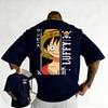 Plus Size One Piece Anime Printed Men and Women Tshirt Casual Parent Child Top Fashion Y2K Harajuku Style Summer Street Wear