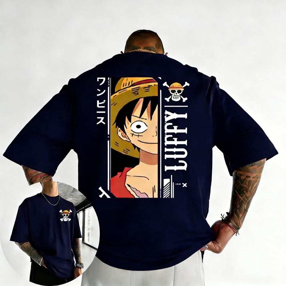 Plus Size One Piece Anime Printed Men and Women Tshirt Casual Parent Child Top Fashion Y2K Harajuku Style Summer Street Wear