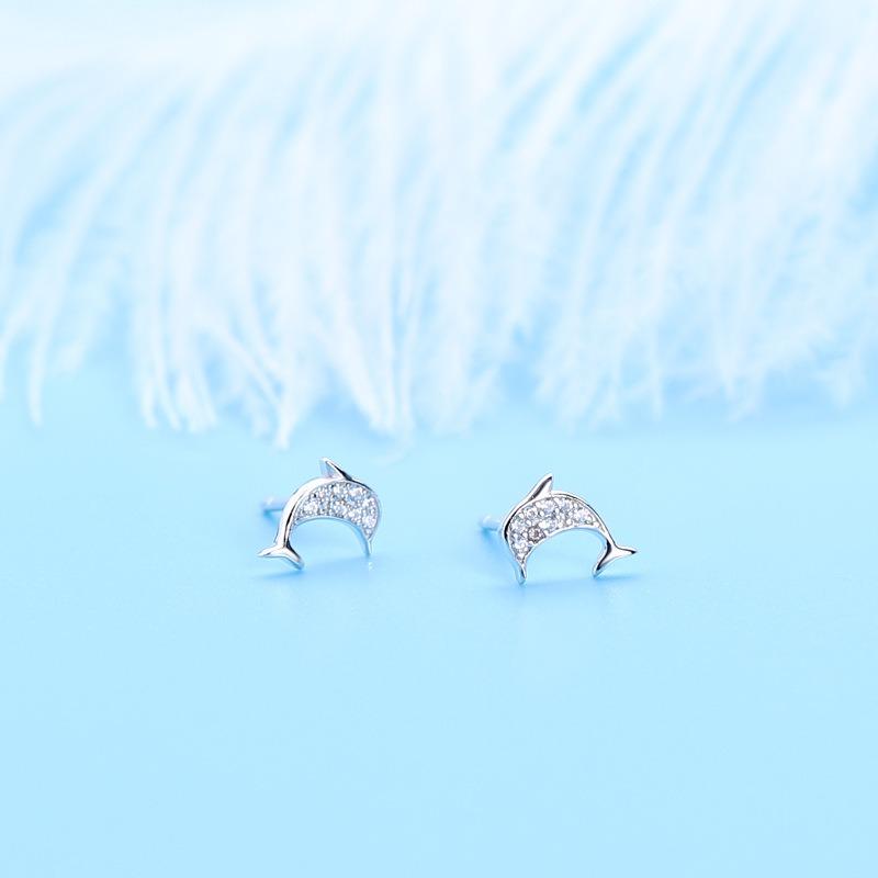 Ocean Style Silver Earrings Feminine Earrings Korean Long Personalized Dolphin-shaped Earrings