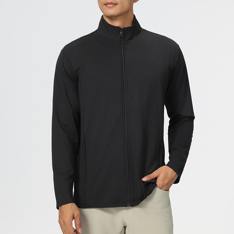 Windproof Quick-Dry Long Sleeve Running Jacket - Men's Thin Stand Collar Sports Cardigan for Spring & Autumn Outdoor Training