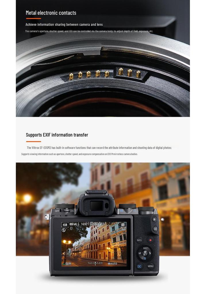 Адаптер Viltrox EF-EOS M2 для объективов Canon EF на камеры EOS M (M6, M5, M50)