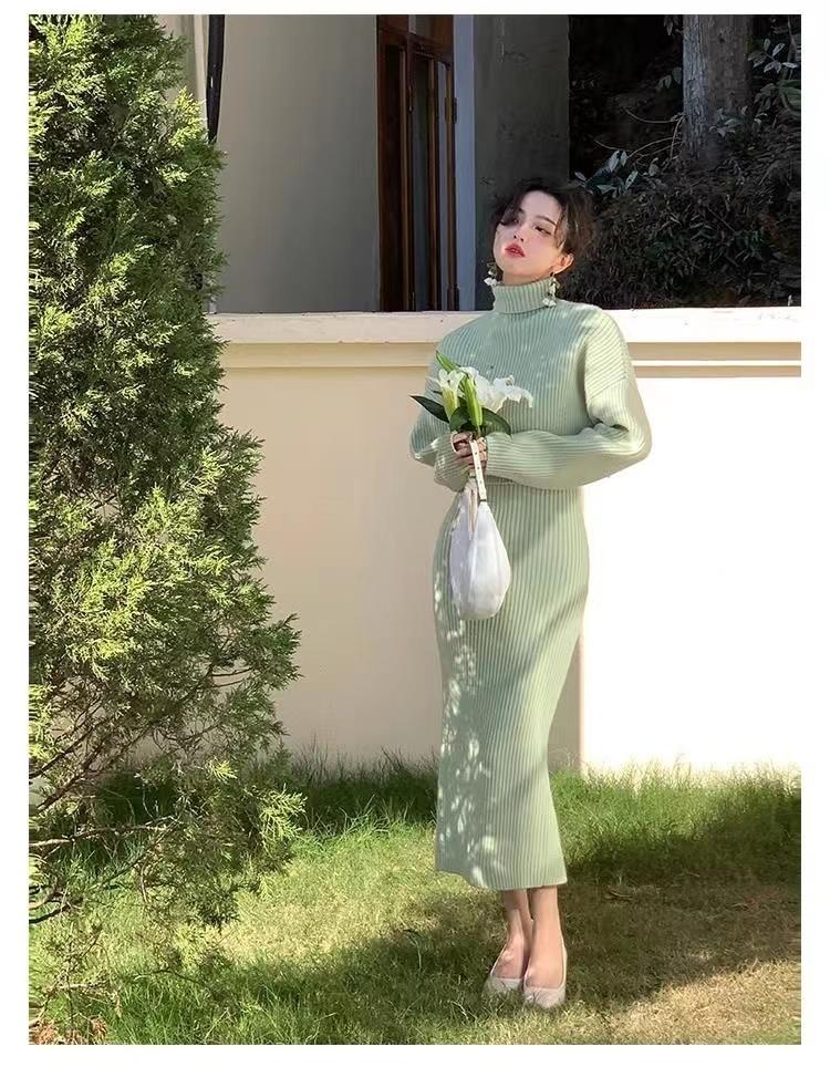 Ayollar Qishki 2 ta Paket Uzun Bodycon Sviter Ko'ylak