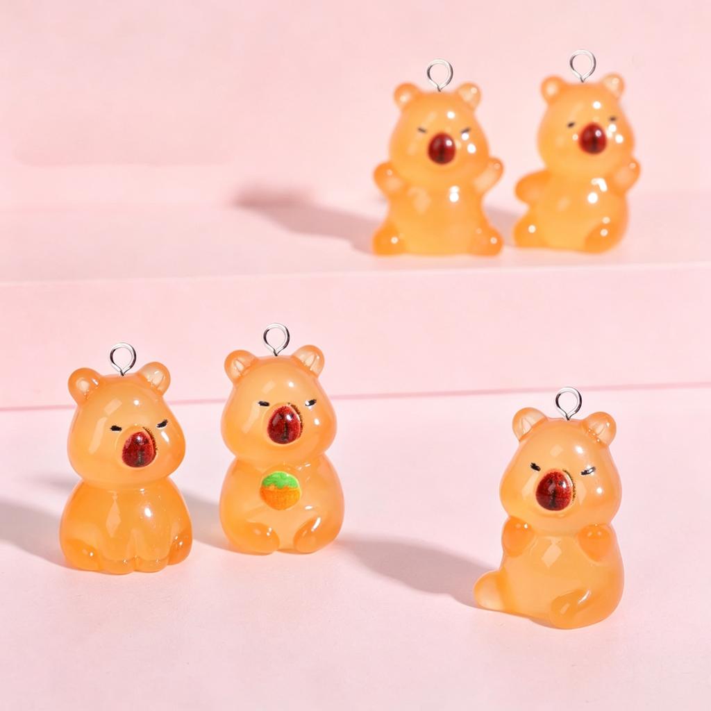 10 шт. Милые 3D-подвески-капибары из смолы для брелоков, сережек, DIY