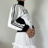 Womens Oversized Zip-Up Hoodie With Embroidery Geometric Streetwear Gothic Y2K Style Long Sleeve Sweatshirt