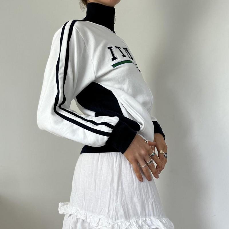 Womens Oversized Zip-Up Hoodie With Embroidery Geometric Streetwear Gothic Y2K Style Long Sleeve Sweatshirt
