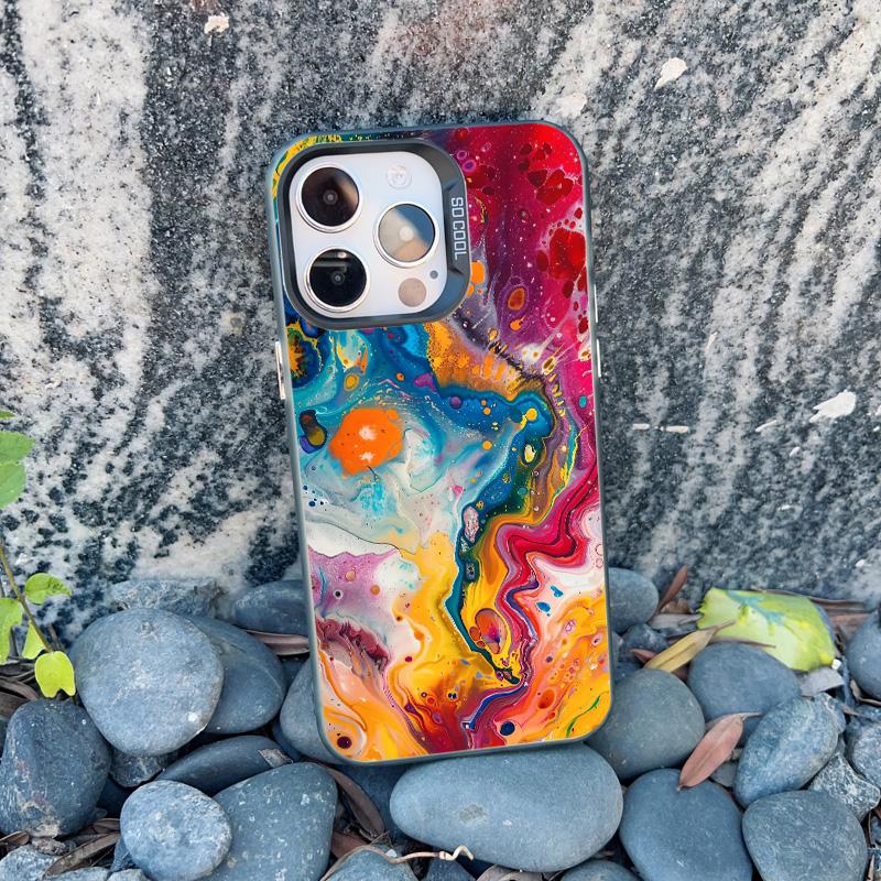 New Retro Color Texture Pattern Phone Case For iPhone 15 14 Pro Max Plus 16 Pro Max 13 Mini 12 11 Pro Max Shockproof Laser Cover