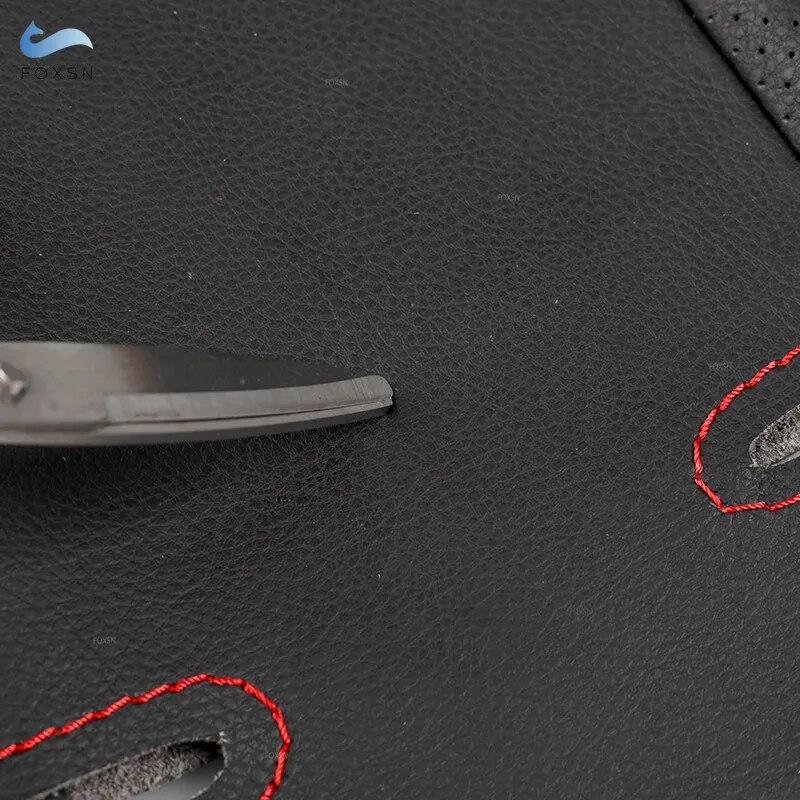 For Ford Focus 3 2012-2014 C-MAX 2011-2014 KUGA Escape 2013-2016 Hand-stitch Car Steering Wheel Cover Perforated Leather Trim