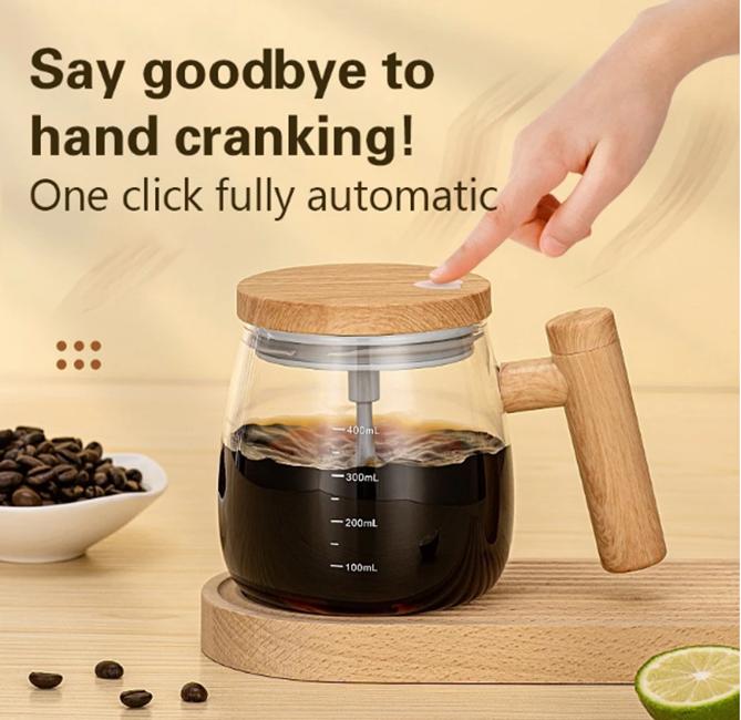400ML Portable Rotating Stirring Electric Milk Coffee Glass Water Cup Automatic Stirring Coffee Cup Glass Cup With Handle