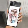 Чехол для телефона с принтом «Мама и малыш» из твердого ПК для Samsung Galaxy Z Flip 6 5 4 3 Черный чехол ZFlip6 Flip5 Flip4 5G Складные чехлы с принтами