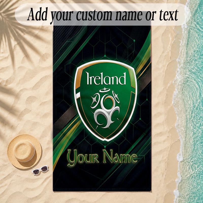 Beach TowelIreland Rugby Custom Name Text Personalized Soft Towel for Beach Pool Indoor Home Decor Gift