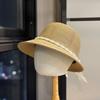 New Pearl Bow Elegant Straw Hat for Women, Summer Sun Protection Sun Hat, Face Slimming Outdoor Vacation Style Fisherman Hat