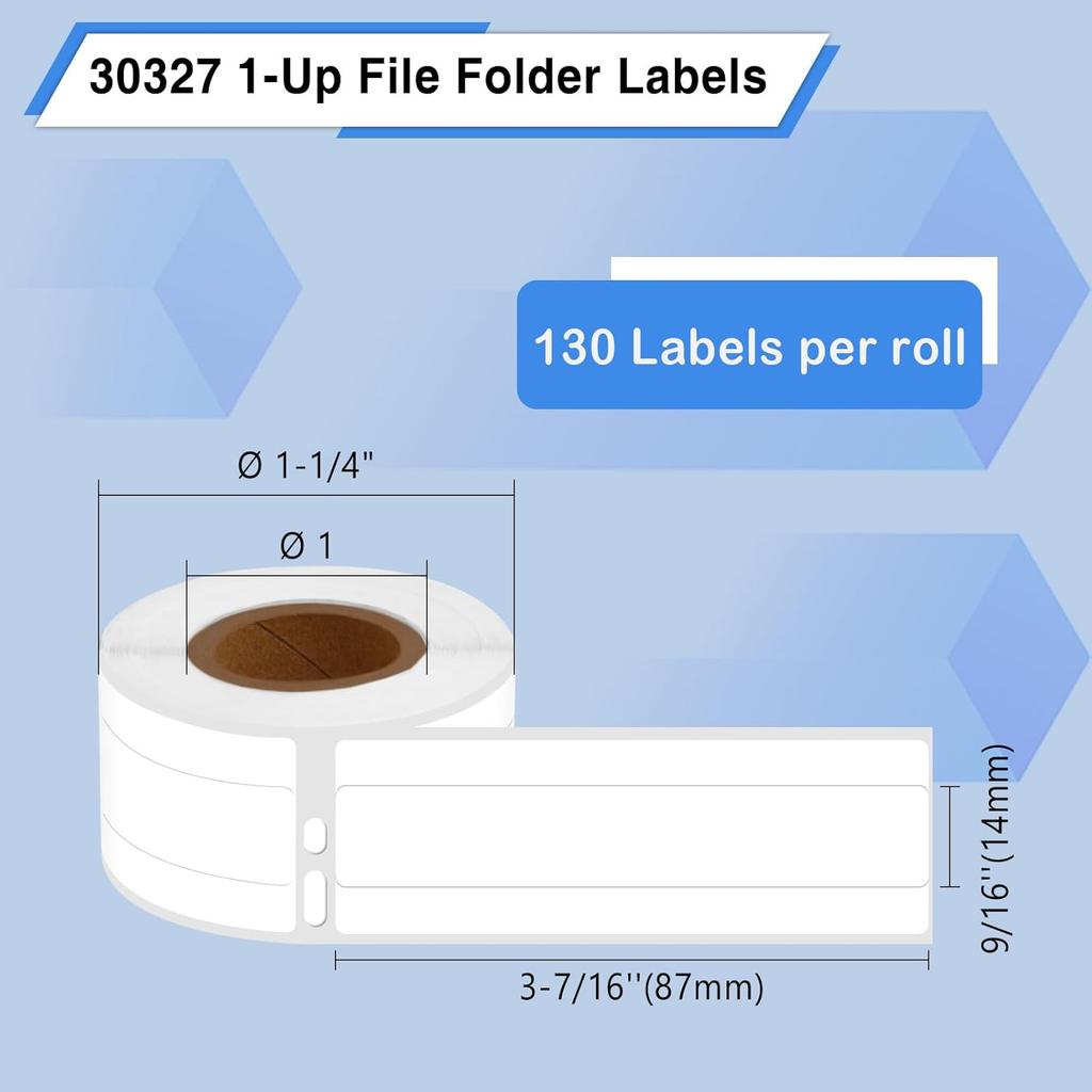 GREENCYCLE 5 Roll File Folder Labels Compatible for Dymo 30327 9/16" x 3-7/16" LW 1-Up White Paper Labels for LabelWriter 450 Duo, 4XL, 400 Printers,