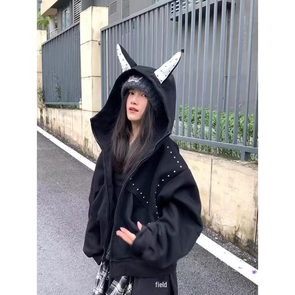 В наличии модная американская толстовка с ушами добермана, тяжелый кардиган с плюшем - Модный, Повседневный, Универсальный.