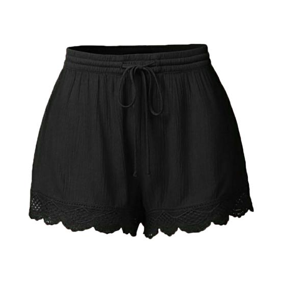 Женские летние шорты Yousheng, эластичные, с завязками на талии, однотонные, с кружевной отделкой, свободные, эластичные, обтягивающие штаны для йоги