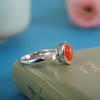 Adjustable Open Ring With Red Agate Inlay Vintage Chinese Style Coin Motif Unisex Fashion Jewelry