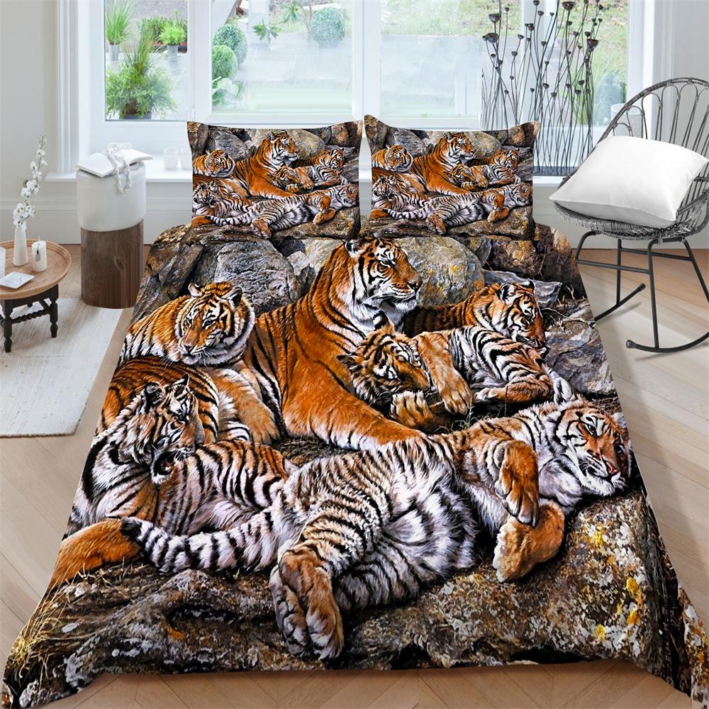 Tiger Printing Bedding Cover Suit Animal Style Duvet Cover Man Woman Single Double Size Polyester Bedroom Decor