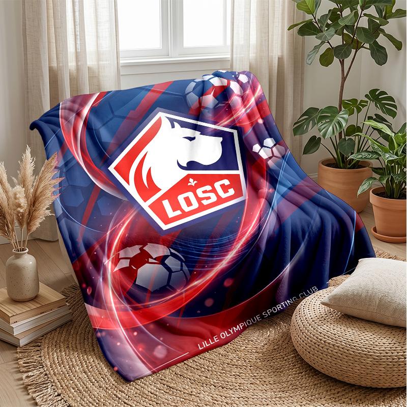 LOSC Lille FC Soft Flannel Fleece Blanket Lightweight Cozy Warm Throw Blanket For Sofa Bed Home Decor