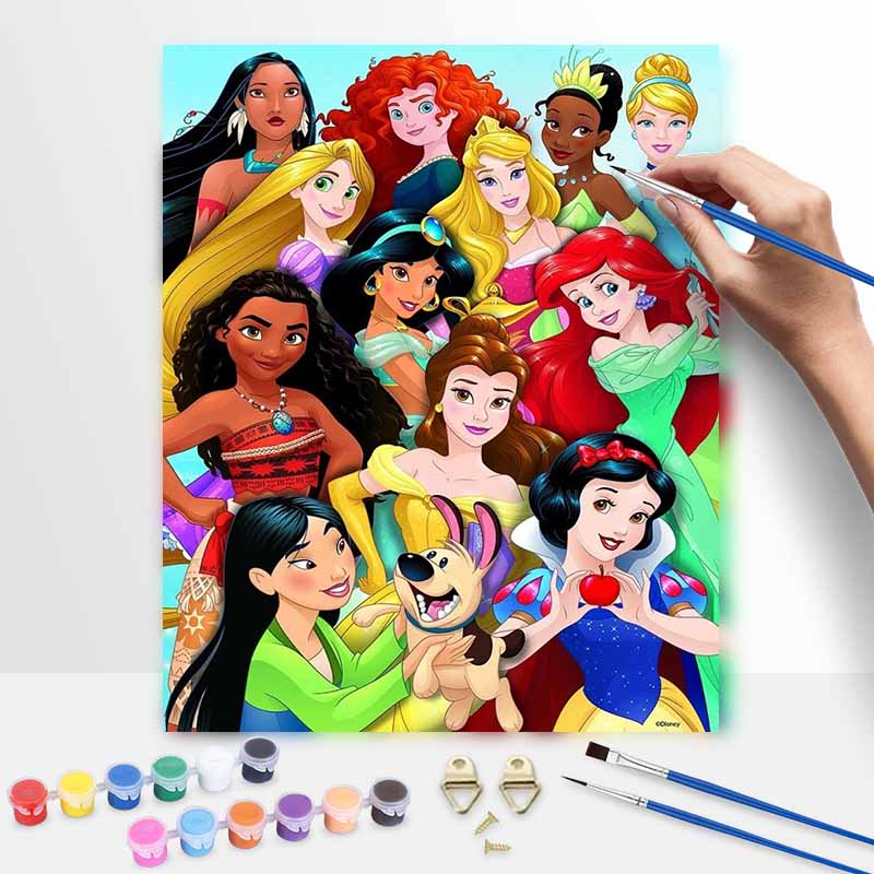 Disney DIY Oil Painting Art Painting Kit Princess Home Wall Decor Handmade Gift for Girls Room Art Wall Hanging Painting Decoration