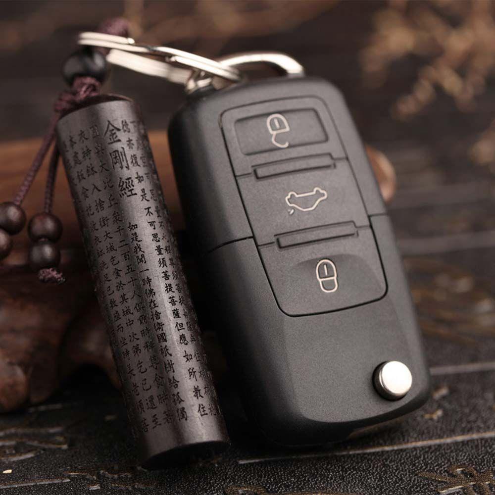Pendants Shurangama Mantra Interior Accessories Ebony Wood Keychain Car Key Chain Keyfob Key Rings