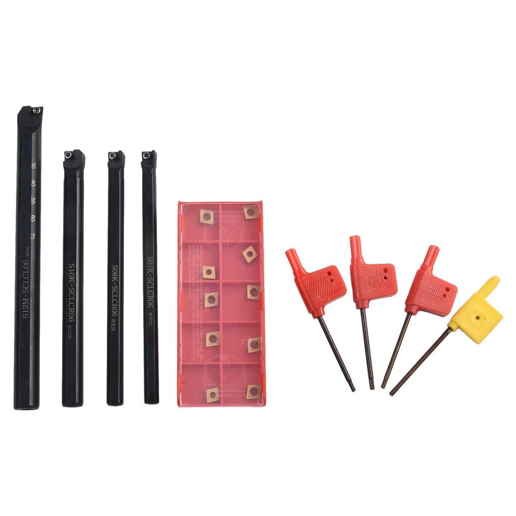 4 шт. Набор токарных расточных резцов S07K/S08K/S10K/S12M-SCLCR06 и ключи T8