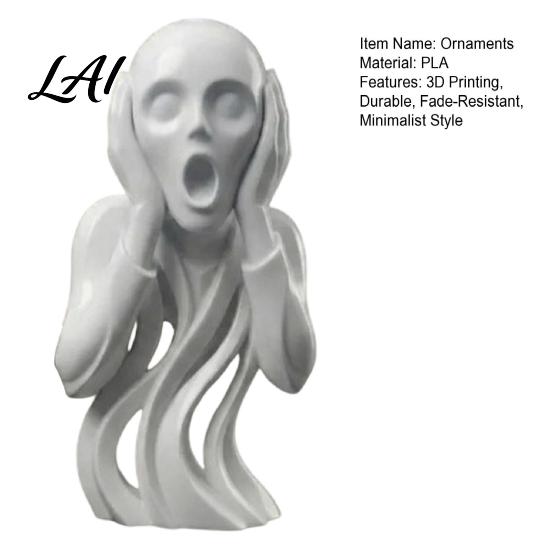 Artistic Shouting Figure 3D Printed The Scream Statue Abstract Expressionist Art Figurine with Hollow Smooth Curved Surface Decor Flowing Design,